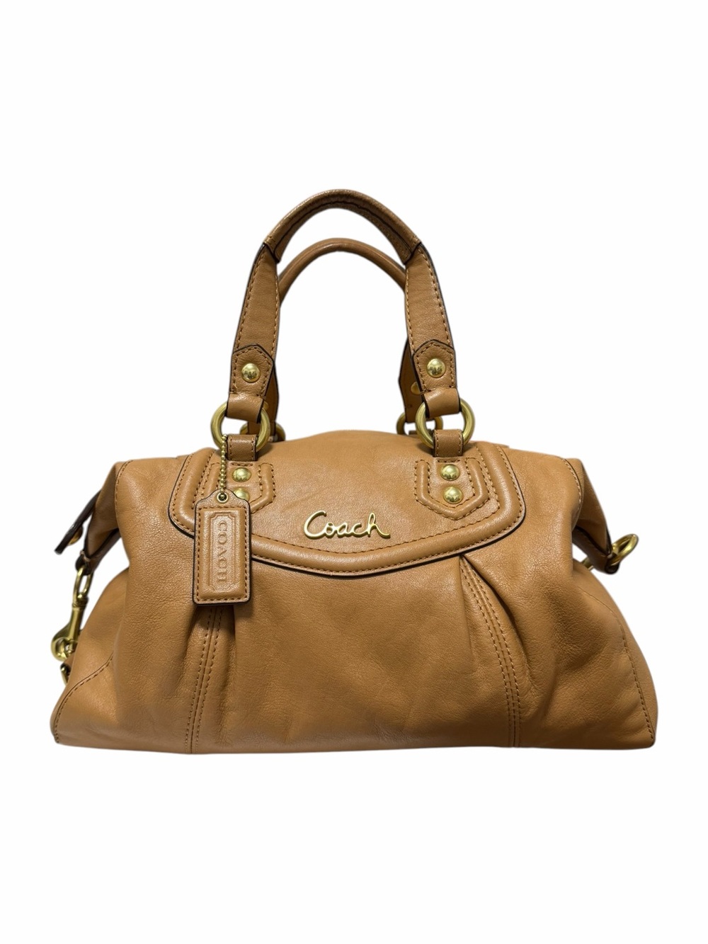 Coach Solid Tan Leather Satchel Handbag